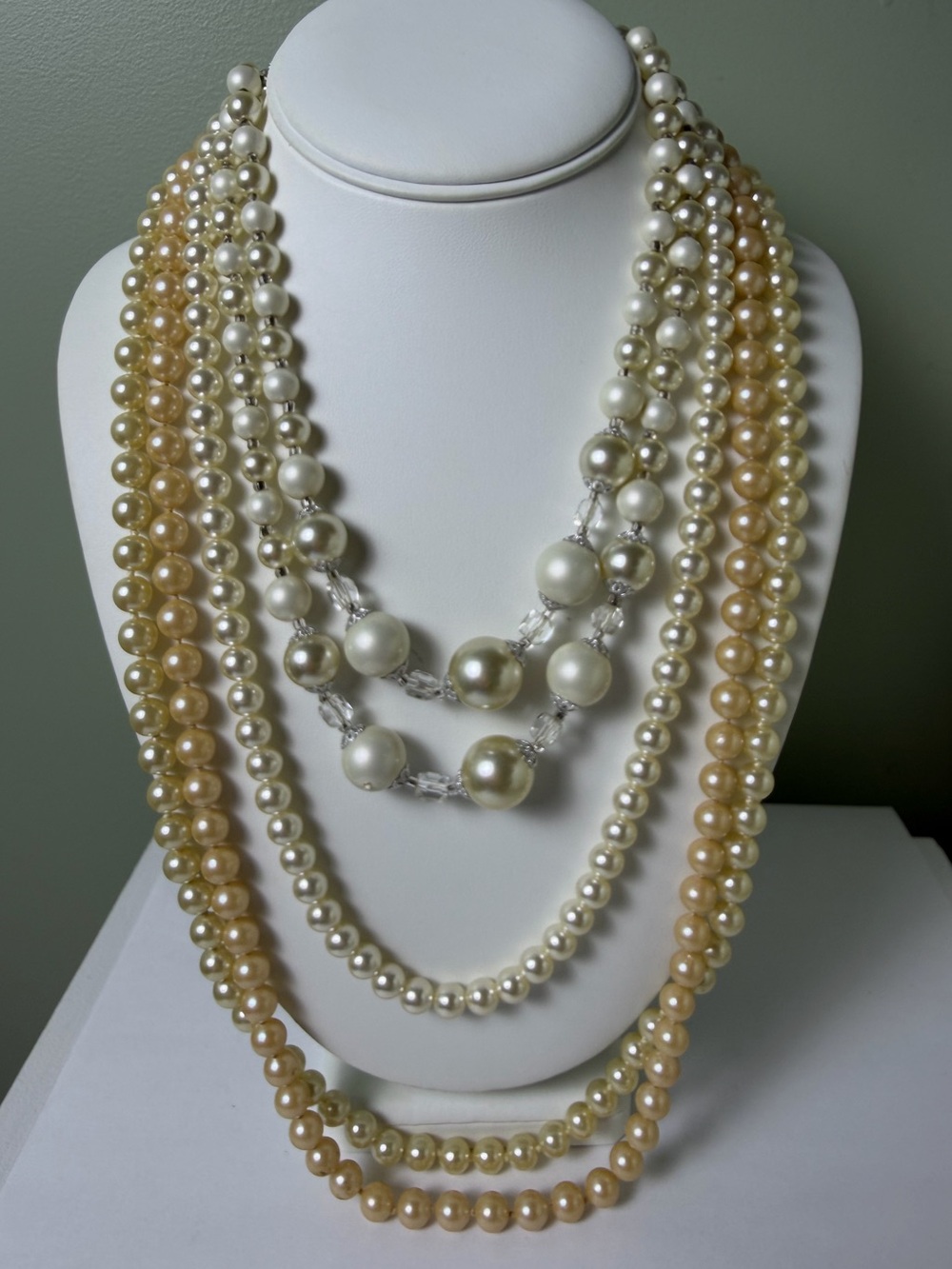 Lot of 4 Faux Pearl Necklaces Vtg Style Long Layering 18–30”Old Money Coquettes